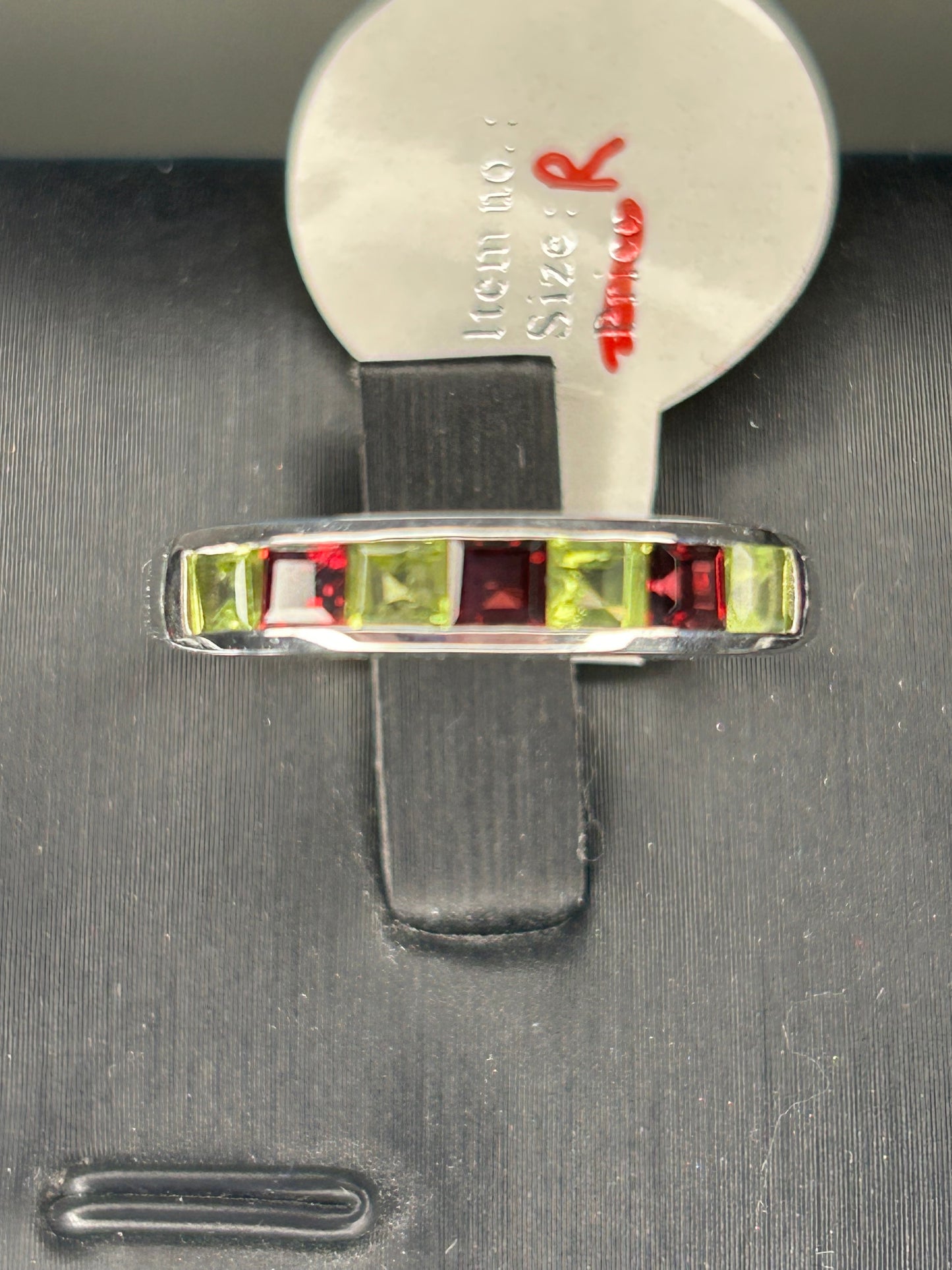 Peridot Rhodolite Garnet Ring in Platinum Overlay Sterling Silver 1.54 ct