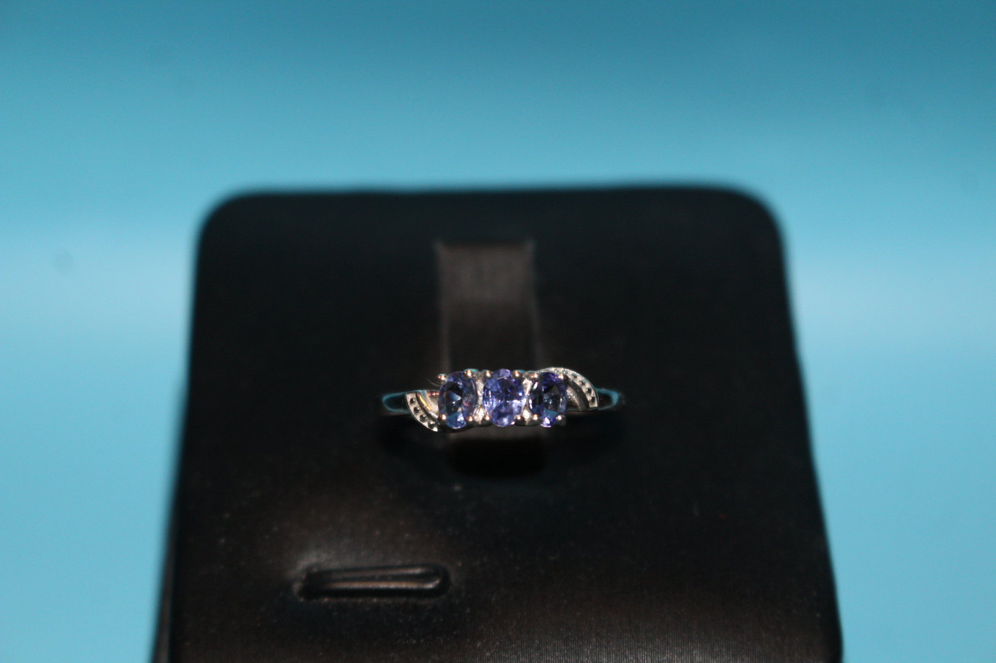 Tanzanite Trilogy Ring in Platinum Overlay Sterling Silver 0.52 Ct