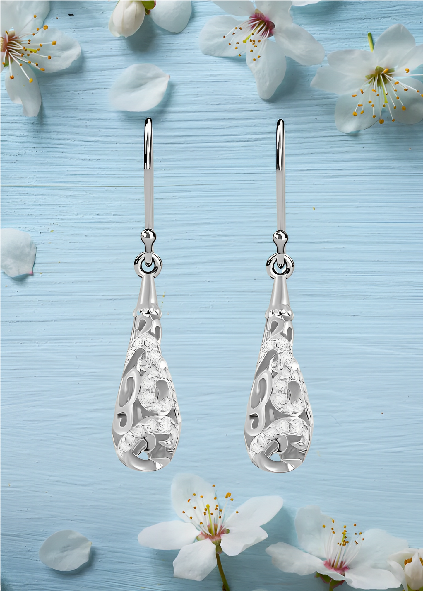 LucyQ Air Drip Collection White Zircon Earrings