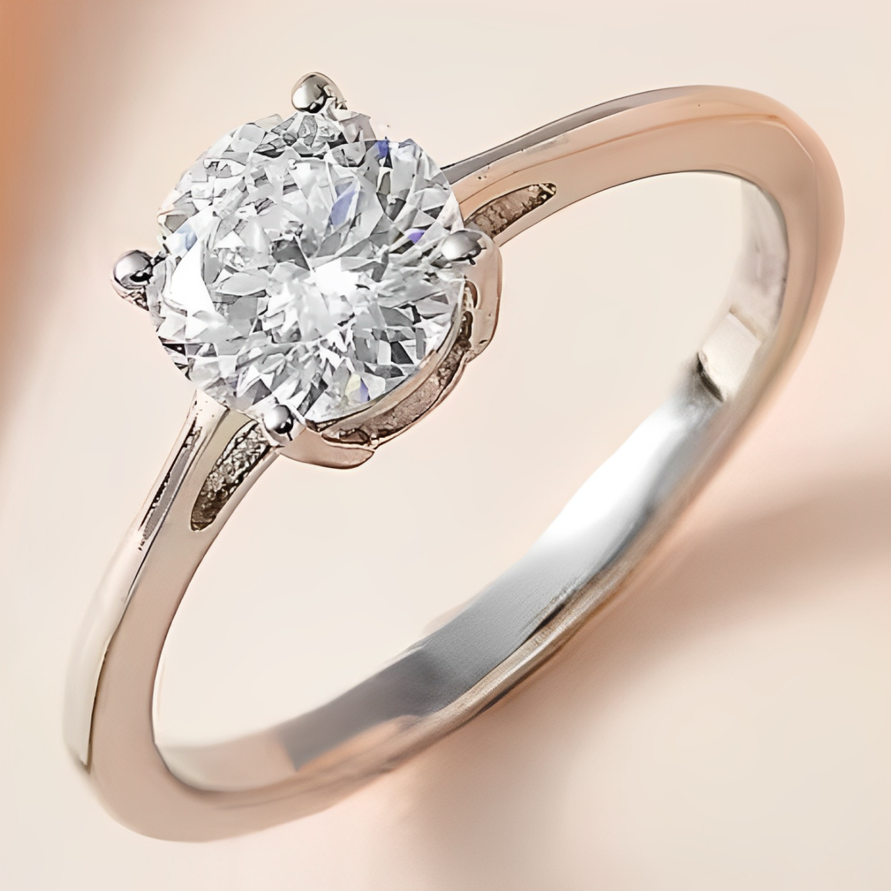 Moissanite Solitaire Ring in Platinum Overlay Sterling Silver 1.00 Ct.