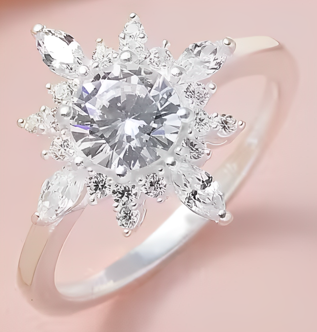 NY Close Out- Cubic Zirconia Snowflake Ring in Sterling Silver