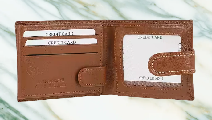 RFID Protected Bi-Fold Mens Wallet 100% Genuine Leather