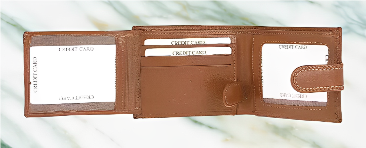 RFID Protected Bi-Fold Mens Wallet 100% Genuine Leather