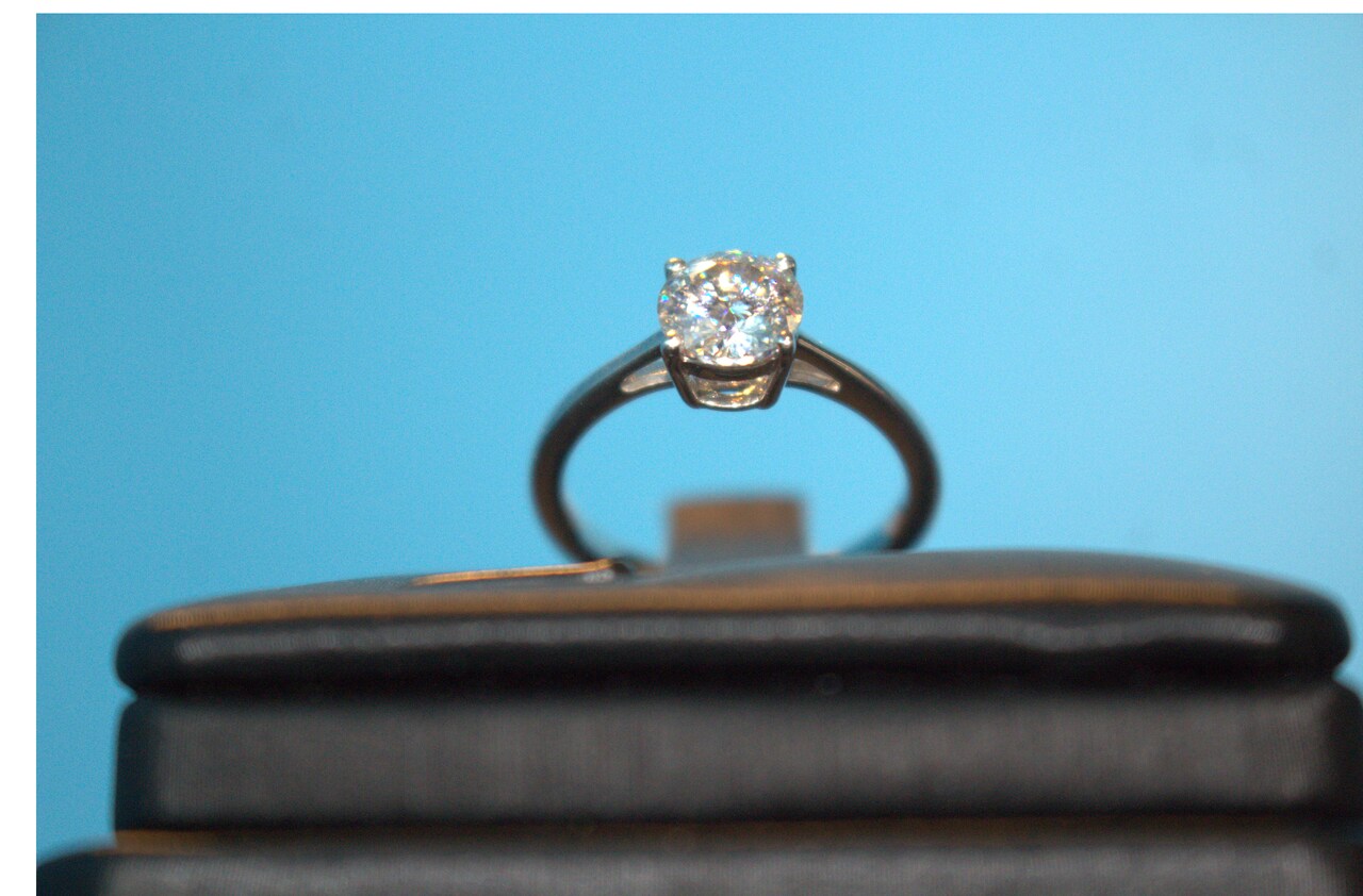 Moissanite Solitaire Ring in Platinum Overlay Sterling Silver 1.00 Ct.