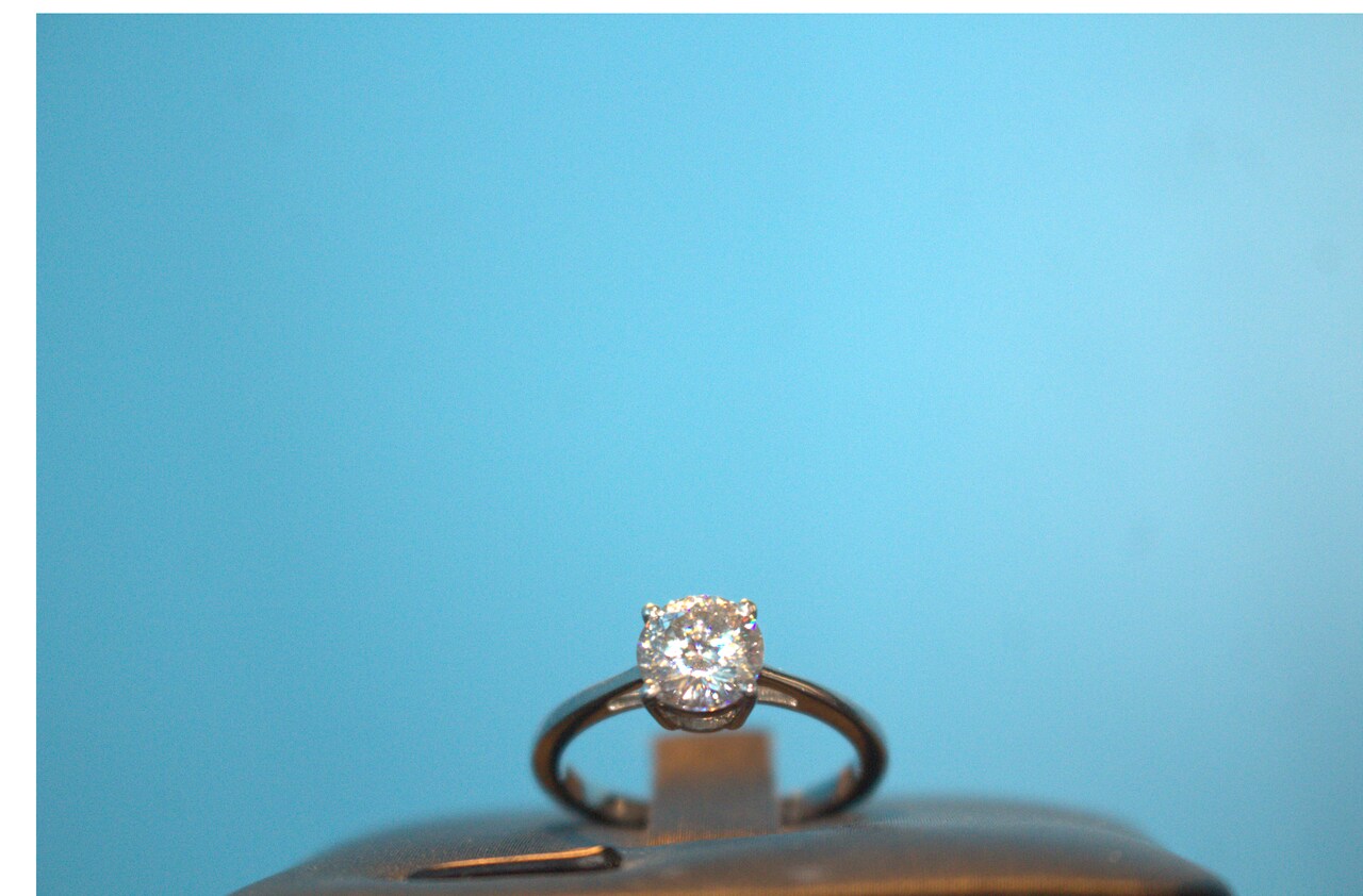 Moissanite Solitaire Ring in Platinum Overlay Sterling Silver 1.00 Ct.