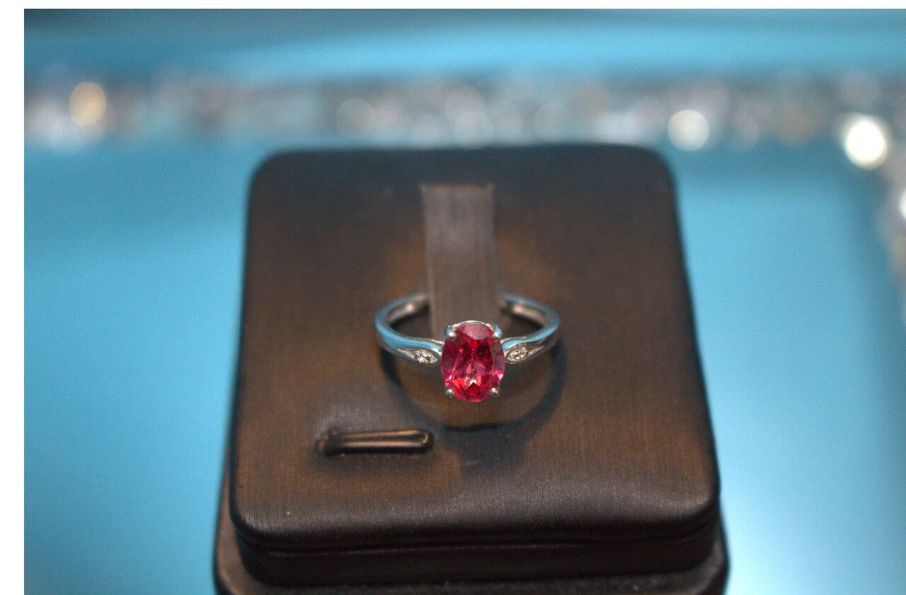 Lab Created Padparadscha Sapphire & Natural Zircon Ring in Platinum Overlay Sterling Silver 1.81 Ct