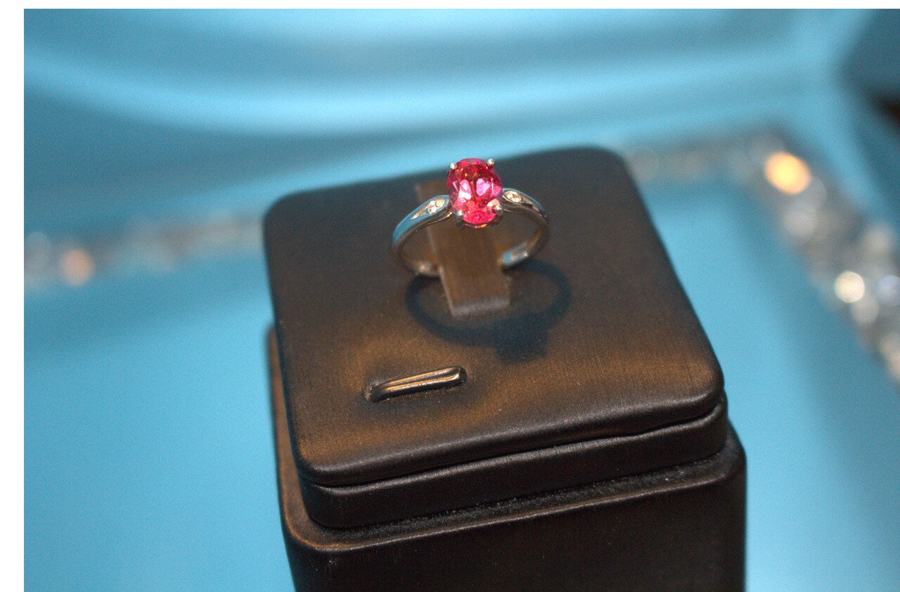 Lab Created Padparadscha Sapphire & Natural Zircon Ring in Platinum Overlay Sterling Silver 1.81 Ct