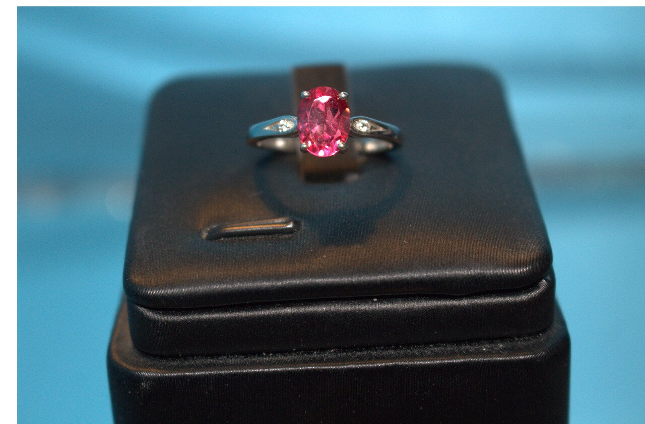 Lab Created Padparadscha Sapphire & Natural Zircon Ring in Platinum Overlay Sterling Silver 1.81 Ct