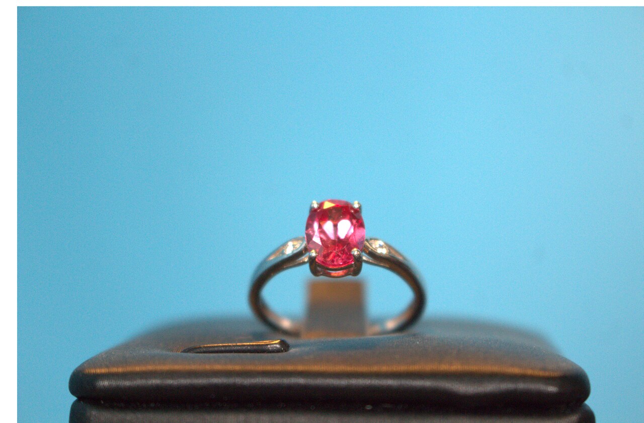 Lab Created Padparadscha Sapphire & Natural Zircon Ring in Platinum Overlay Sterling Silver 1.81 Ct