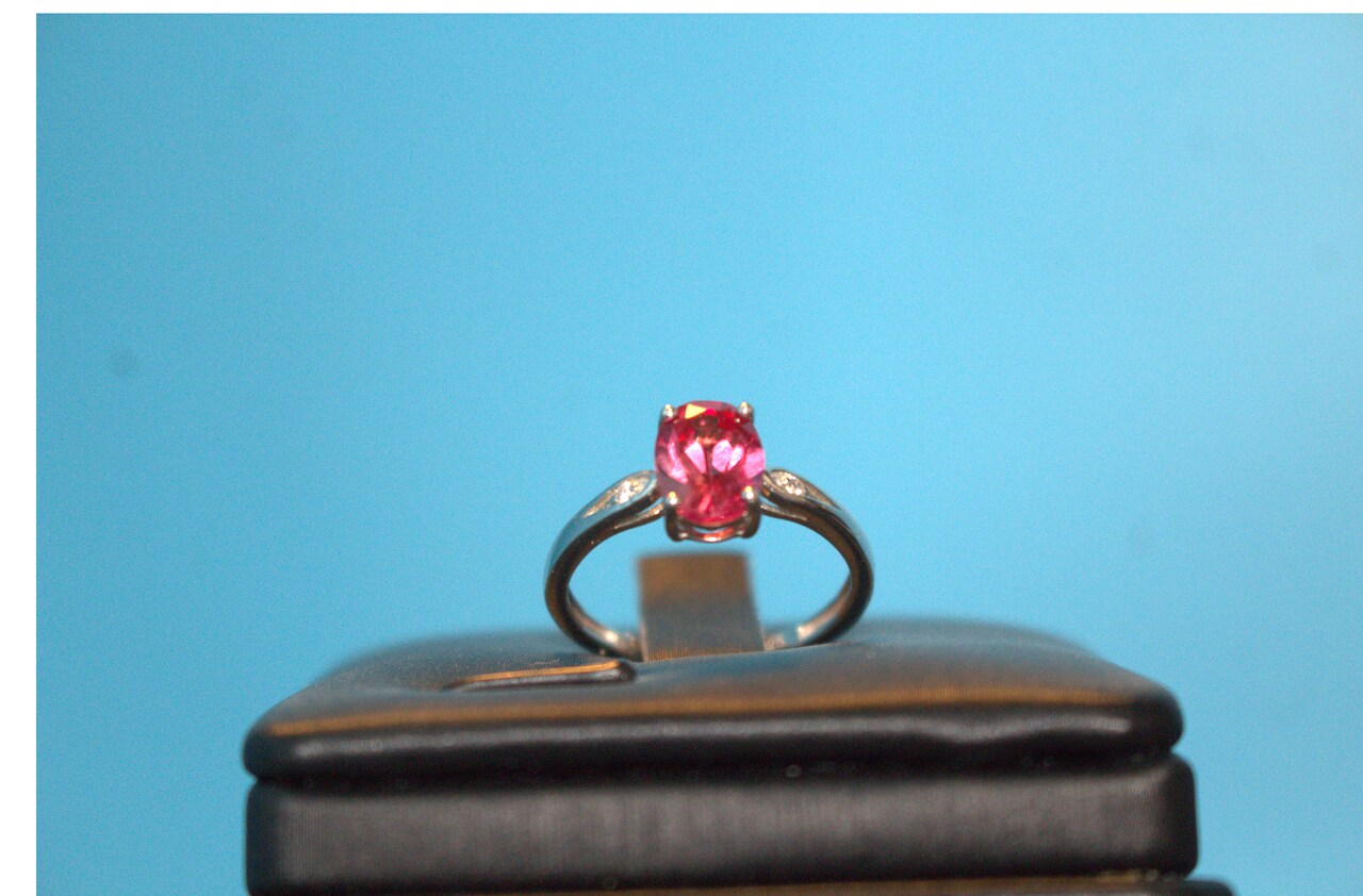 Lab Created Padparadscha Sapphire & Natural Zircon Ring in Platinum Overlay Sterling Silver 1.81 Ct