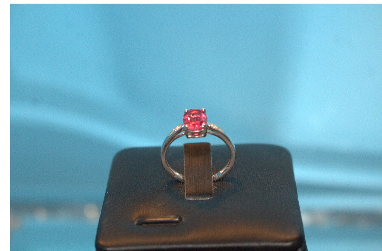 Lab Created Padparadscha Sapphire & Natural Zircon Ring in Platinum Overlay Sterling Silver 1.81 Ct