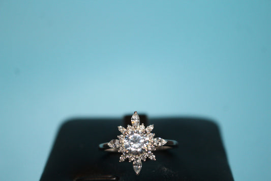 NY Close Out- Cubic Zirconia Snowflake Ring in Sterling Silver