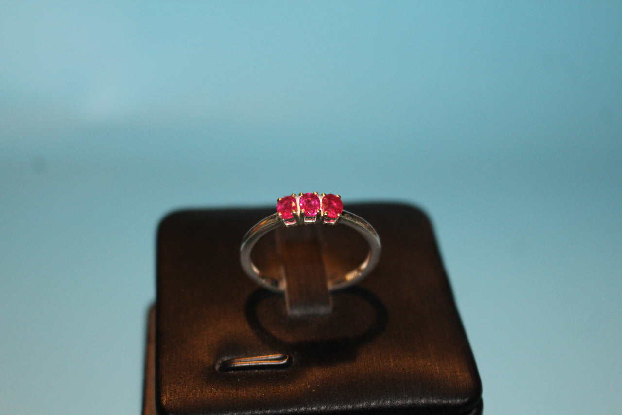 African Ruby 3 Stone Ring in Sterling Silver