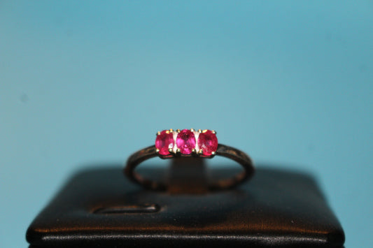 African Ruby 3 Stone Ring in Sterling Silver