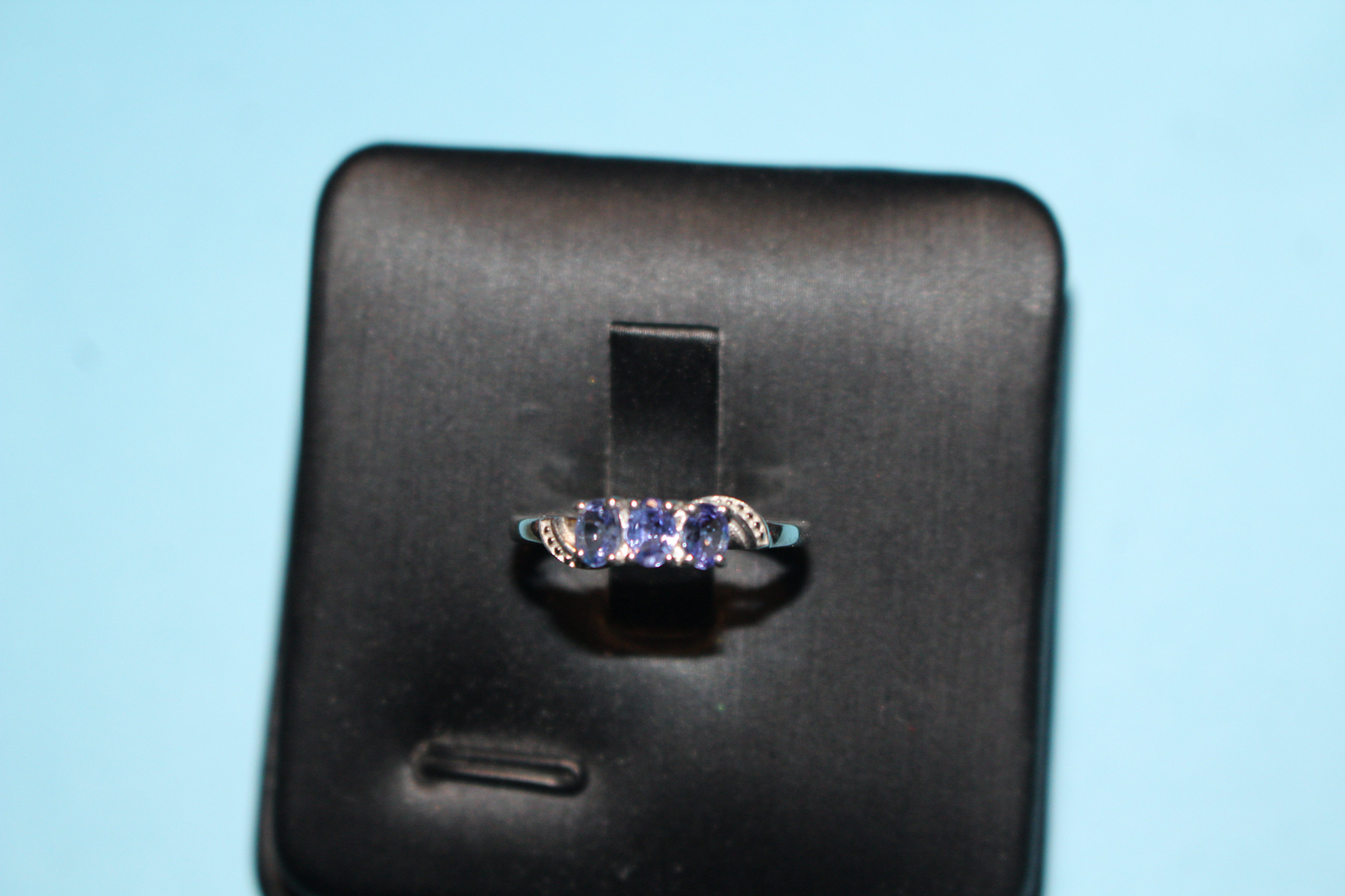 Tanzanite Trilogy Ring in Platinum Overlay Sterling Silver 0.52 Ct