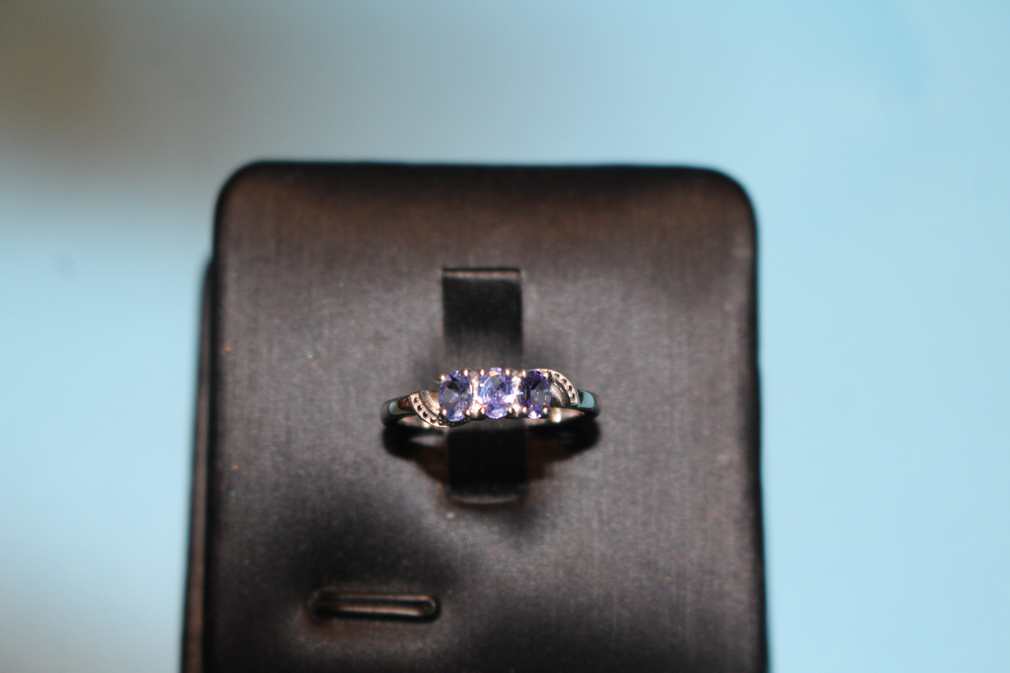 Tanzanite Trilogy Ring in Platinum Overlay Sterling Silver 0.52 Ct