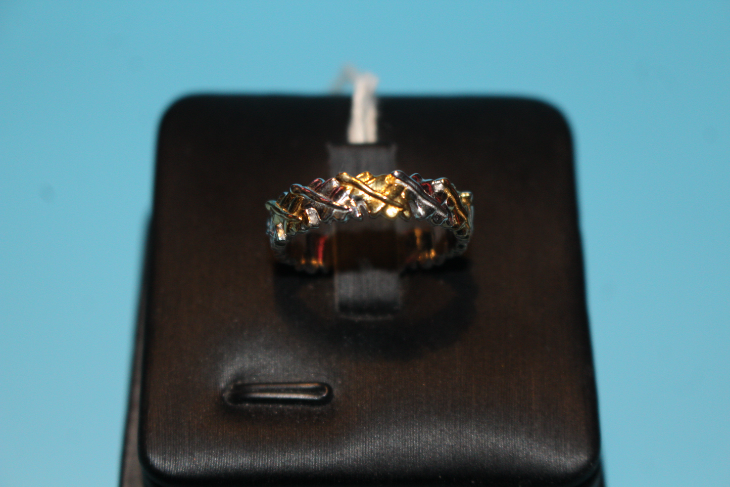 18K Vermeil Yellow Gold and Platinum Plated Sterling Silver Wedding Band Ring