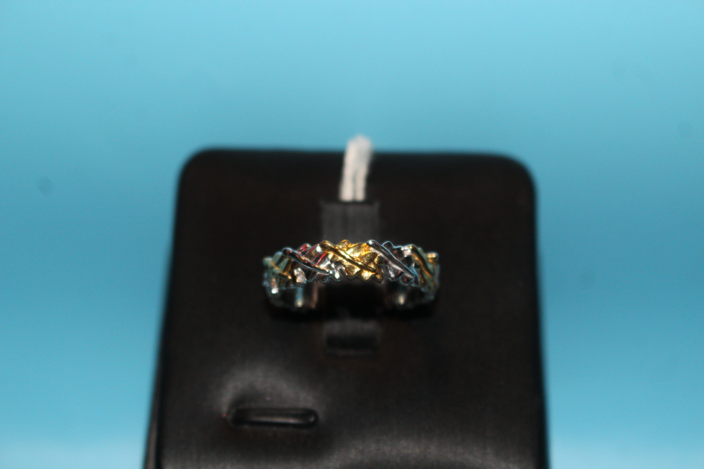 18K Vermeil Yellow Gold and Platinum Plated Sterling Silver Wedding Band Ring