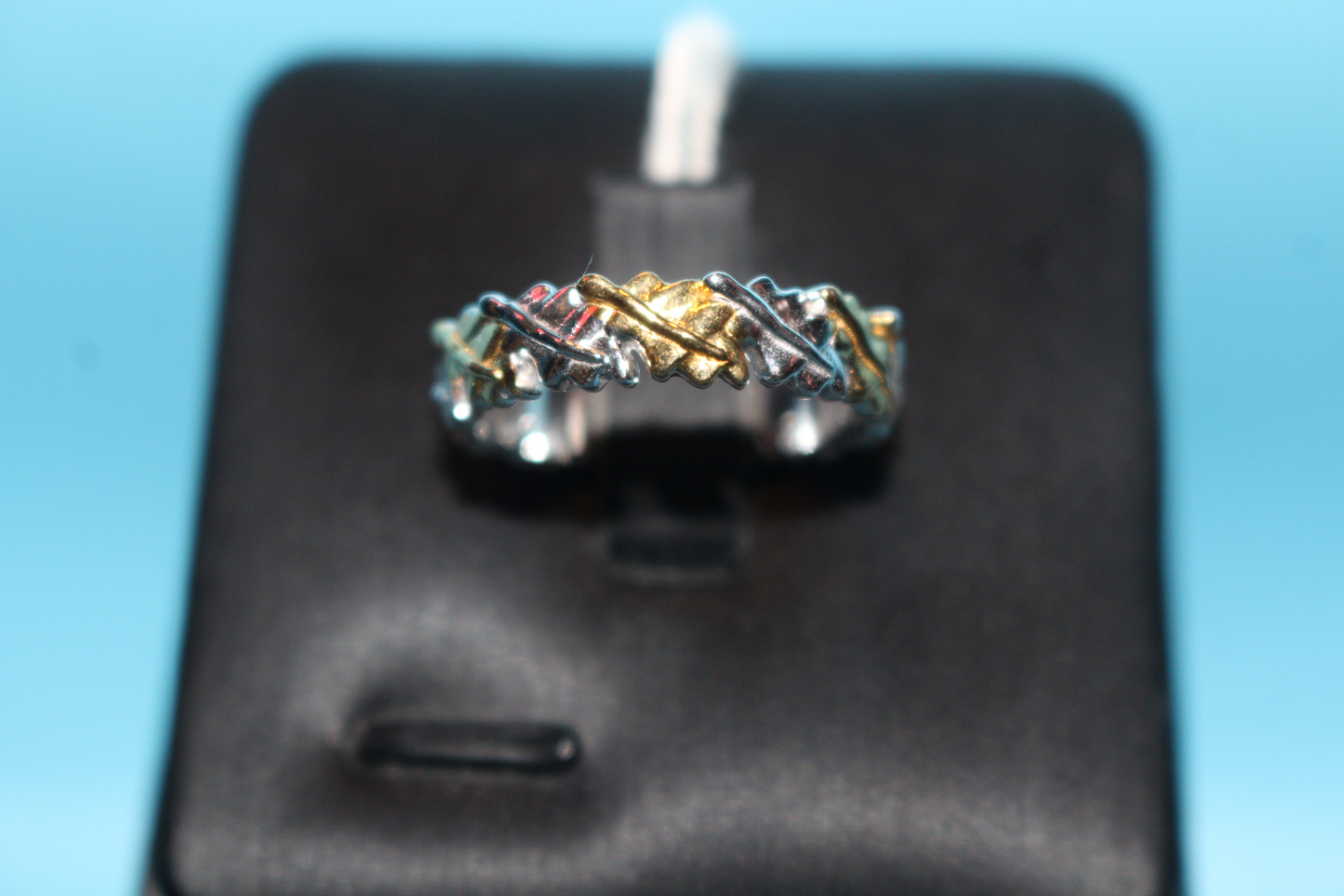 18K Vermeil Yellow Gold and Platinum Plated Sterling Silver Wedding Band Ring