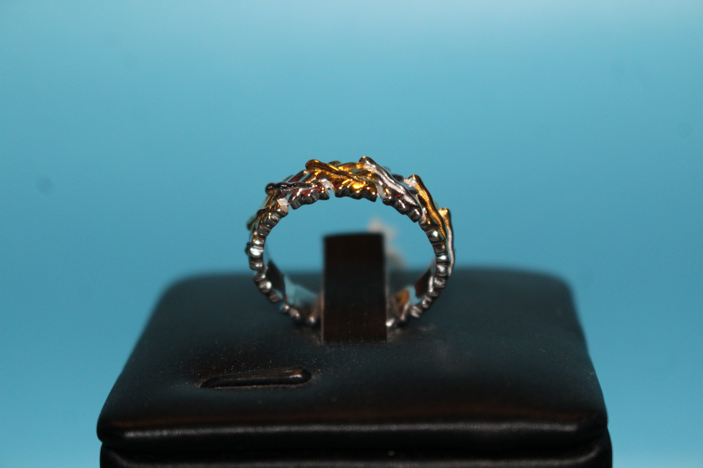 18K Vermeil Yellow Gold and Platinum Plated Sterling Silver Wedding Band Ring