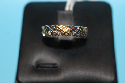 18K Vermeil Yellow Gold and Platinum Plated Sterling Silver Wedding Band Ring