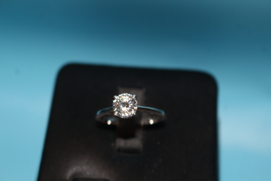 Moissanite Solitaire Ring in Platinum Overlay Sterling Silver 1.00 Ct.