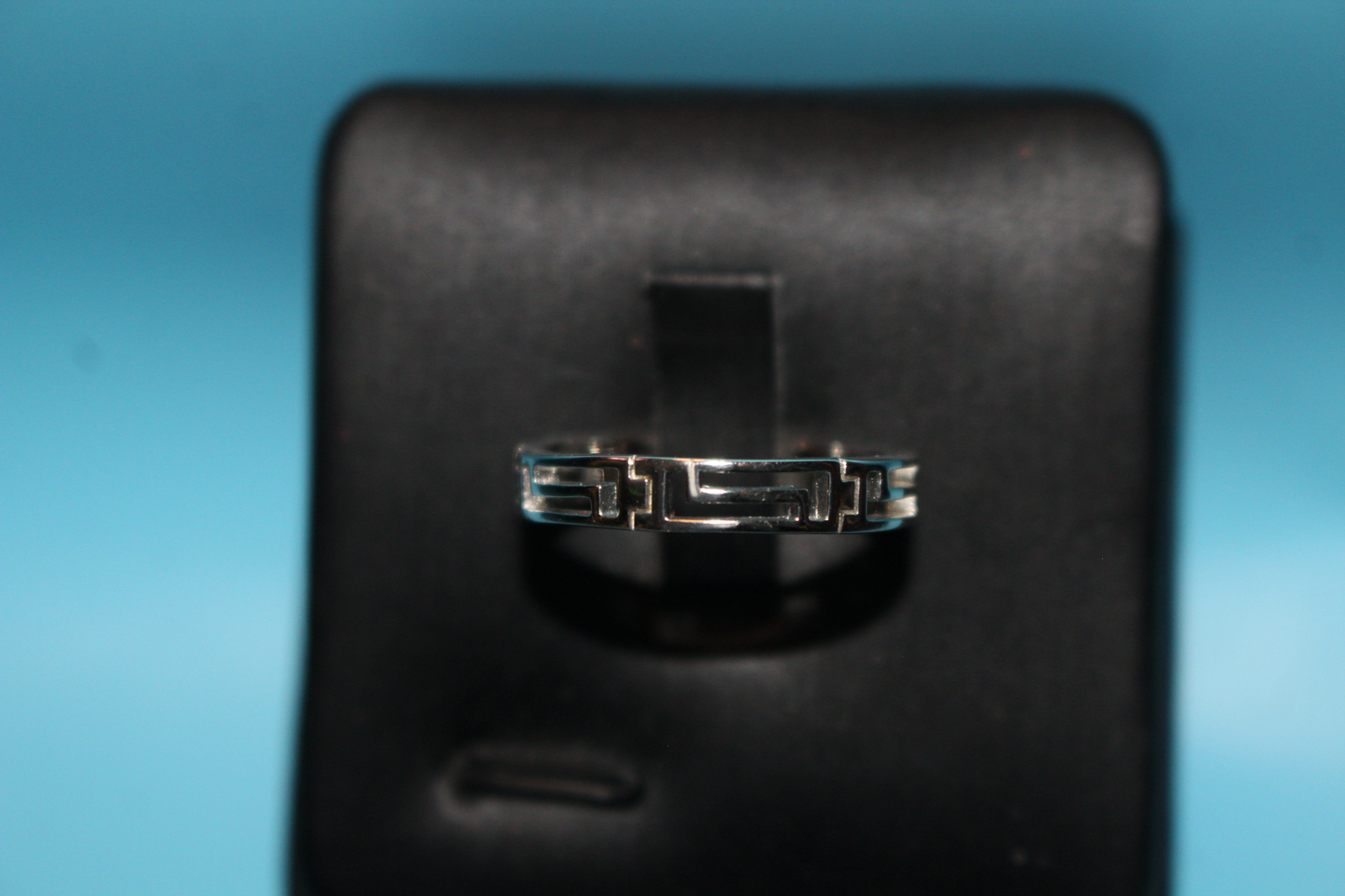 Greek Key Wedding Band Ring Platinum Overlay Sterling Silver