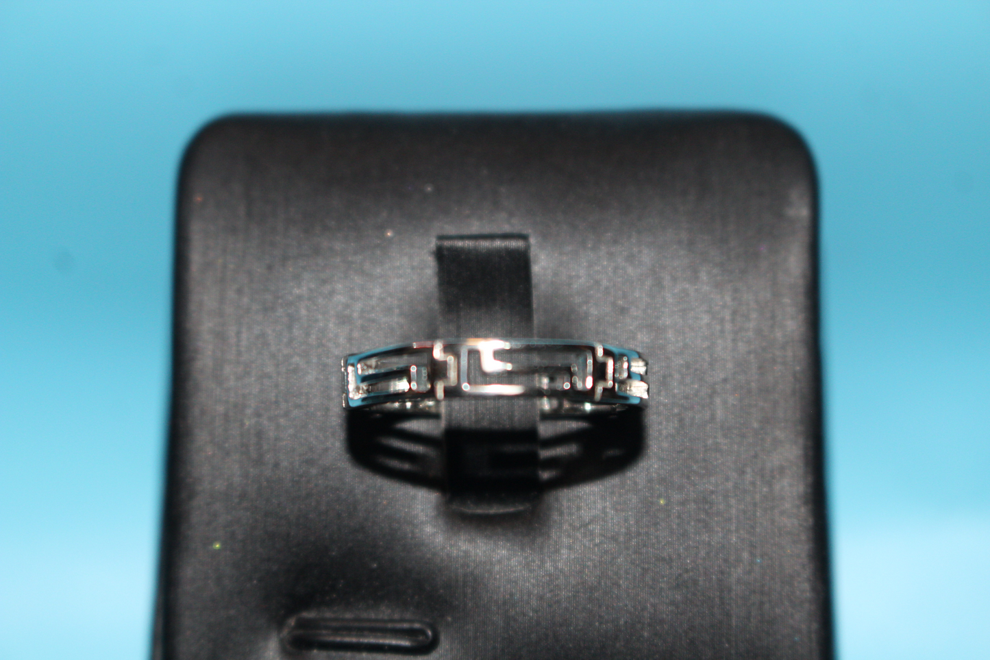 Greek Key Wedding Band Ring Platinum Overlay Sterling Silver