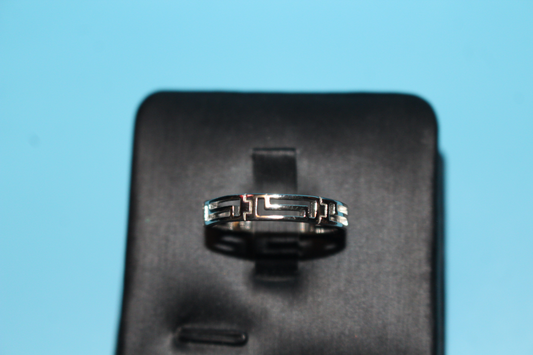 Greek Key Wedding Band Ring Platinum Overlay Sterling Silver