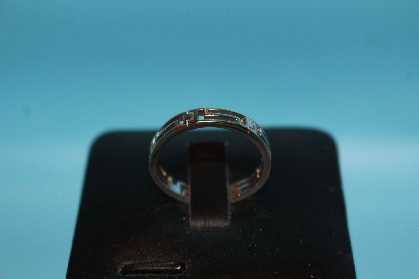 Greek Key Wedding Band Ring Platinum Overlay Sterling Silver