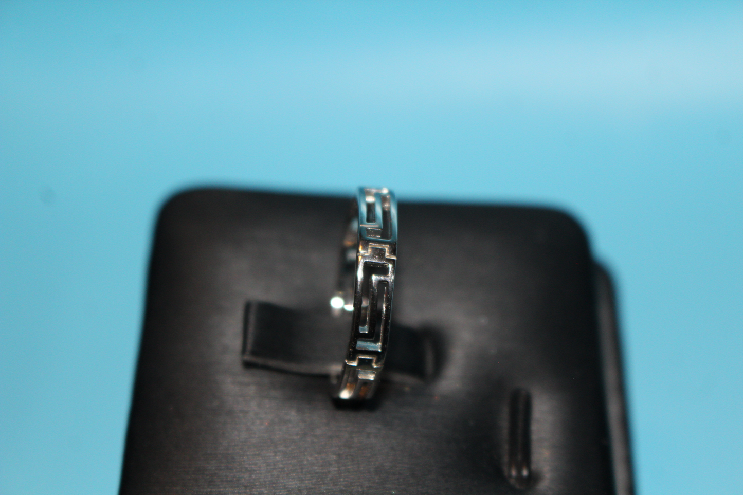 Greek Key Wedding Band Ring Platinum Overlay Sterling Silver