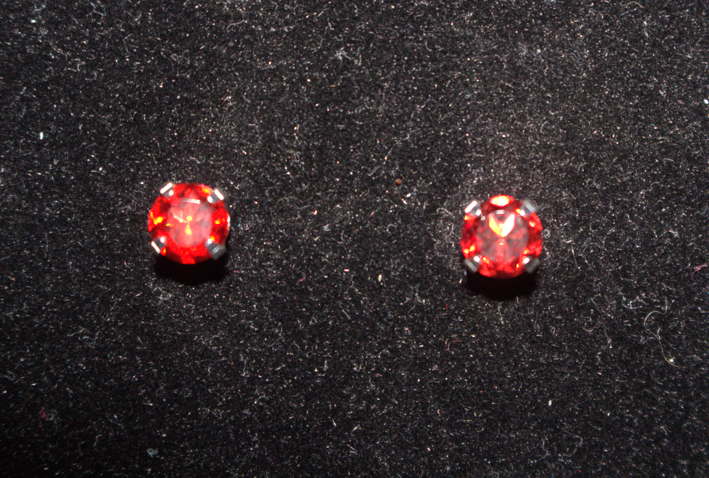 Red Garnet Solitaire Stud Push Back Earrings